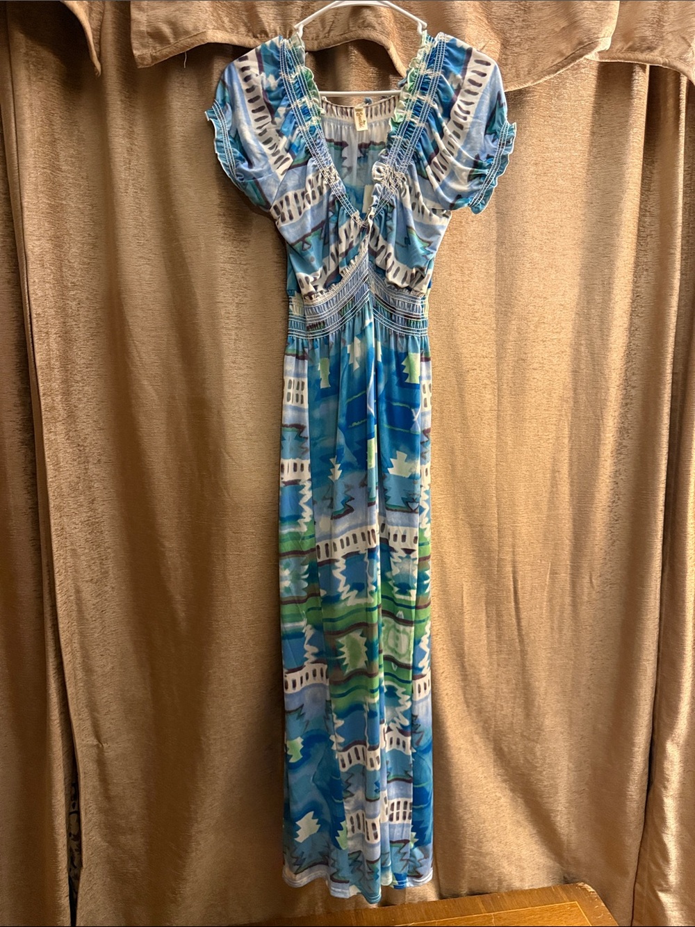 Shoreline Blue & Green Printed Maxi Dress
